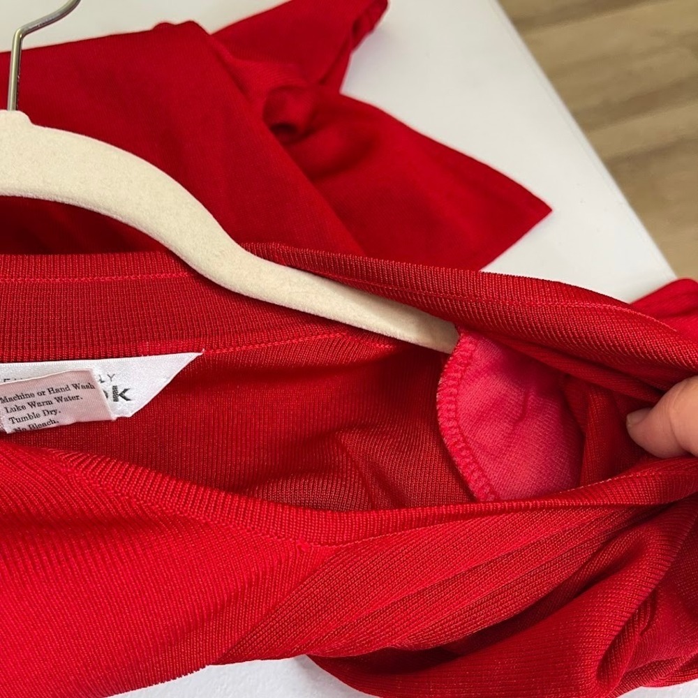 Exclusively‎ Misook Mock Neck Long Sleeve Acrylic Top Red Career Office Large - Picture 8 of 11
